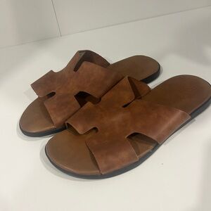 Steve Madden Tan Leather Slide Sandals